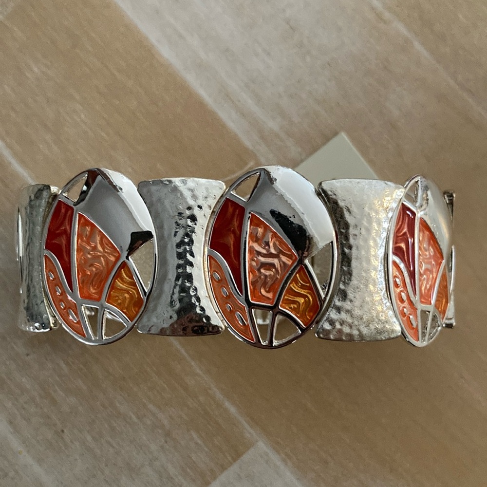 New CJ Banks orange and silver stretchy bracelet - Picture 1 of 4
